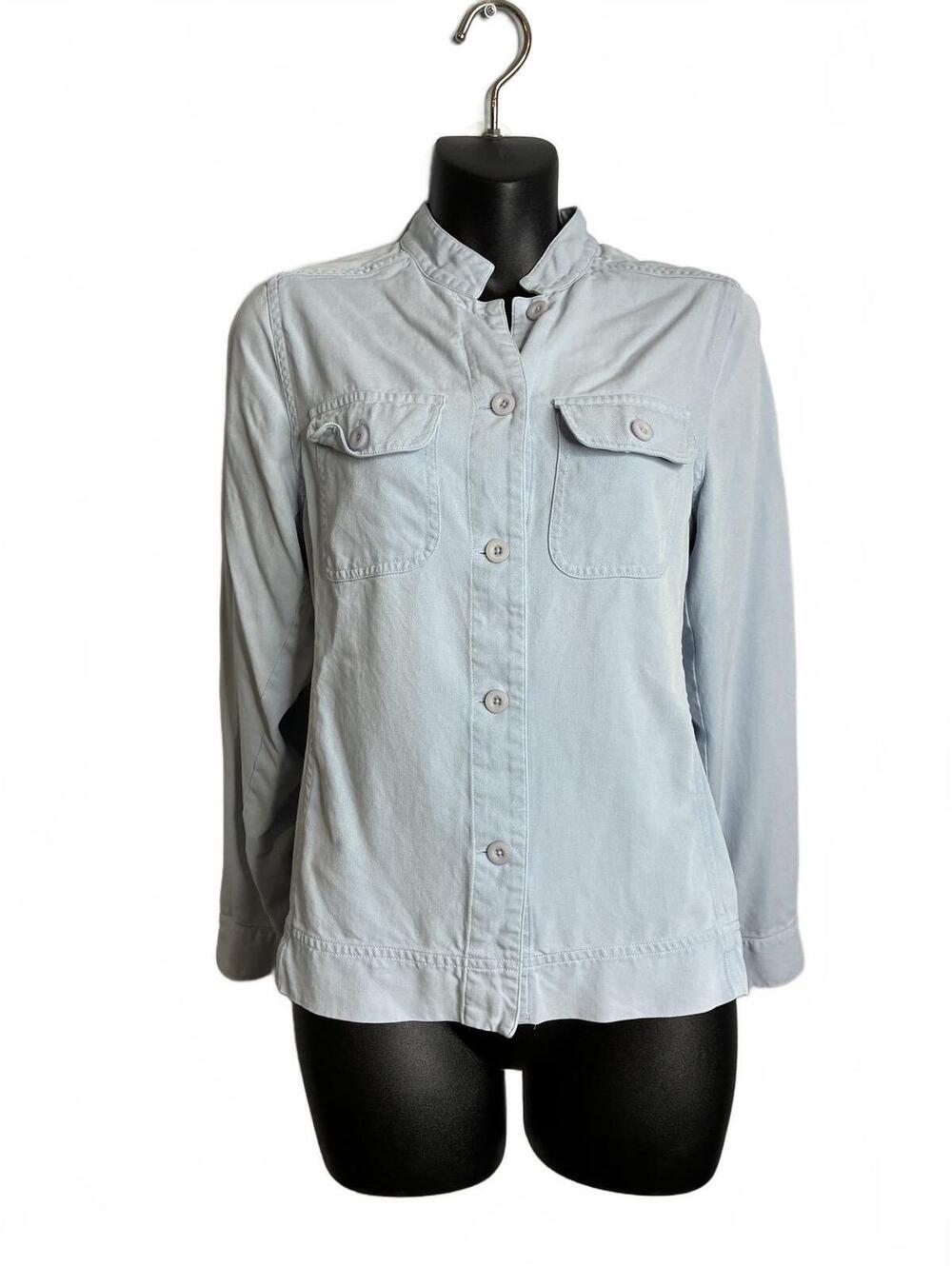 Bobby Chan Women's Light Blue Silk Cotton Button-Up Shirt, Size M